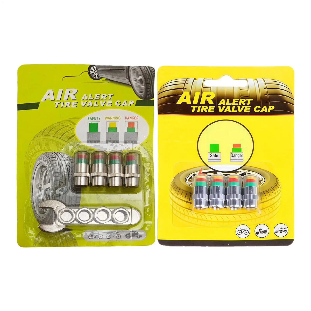 Tire Pressure Monitoring Valve Stem Caps 4-Pack | Gauge Alert Tire Pressure Caps Qme
