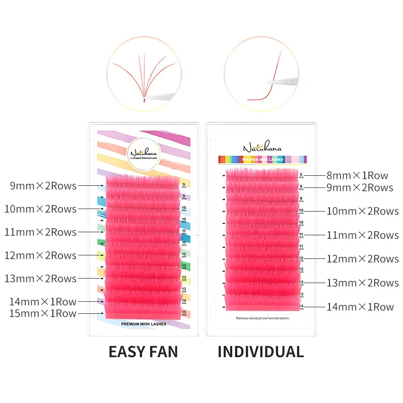 NATUHANA Colored Easy Fan Volume Lashes – L LU M Curl Easy Fan Lash Extensions Qme