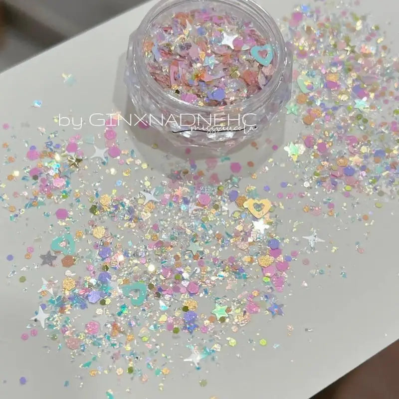 3D Nail Art Charms Box – Heart Star Colorful Glitter Decorations Nail Art Charms Qst