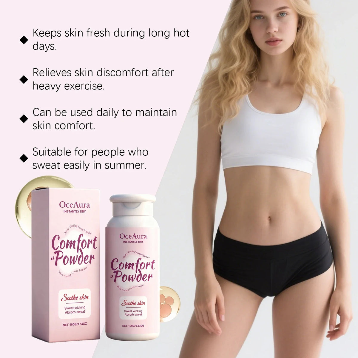 Talc-Free Body Powder – Sweat Wicking, Odor Resistant & Anti-Chafe Body Powder Qme