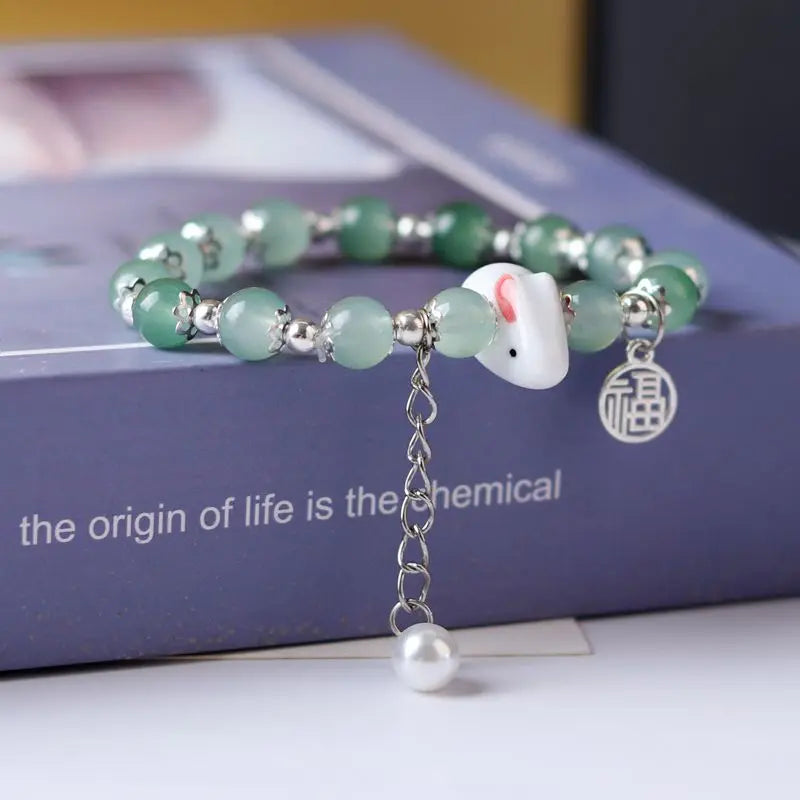 Rabbit Ceramic Crystal DIY Bracelet – Lucky Charm Jewelry Charm Bracelet Qme