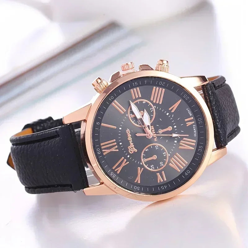 Geneva Disc Belt Quartz Wrist Watch – 15 Multicolors | Qme Fashion Wrist Watch Qme