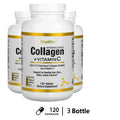 Hydrolyzed Marine Fish Collagen Capsules with Vitamin C Collagen Supplement Qst 120 count-3 bottle