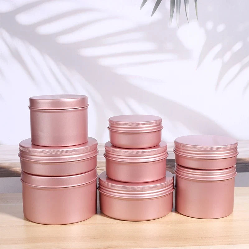 5 Refillable Tin Cream Jars Screw-Top Lids | Lip Balm & Nail Cosmetic Tin Jars Qme