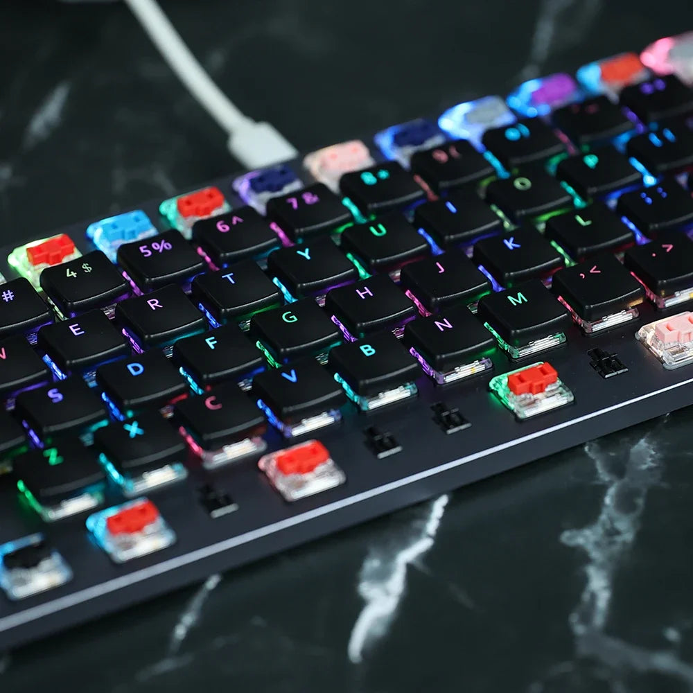 CFX Black Transparent Low Profile PBT Keycaps Kailh 1350 Mechanical Keyboard Keycaps Qme