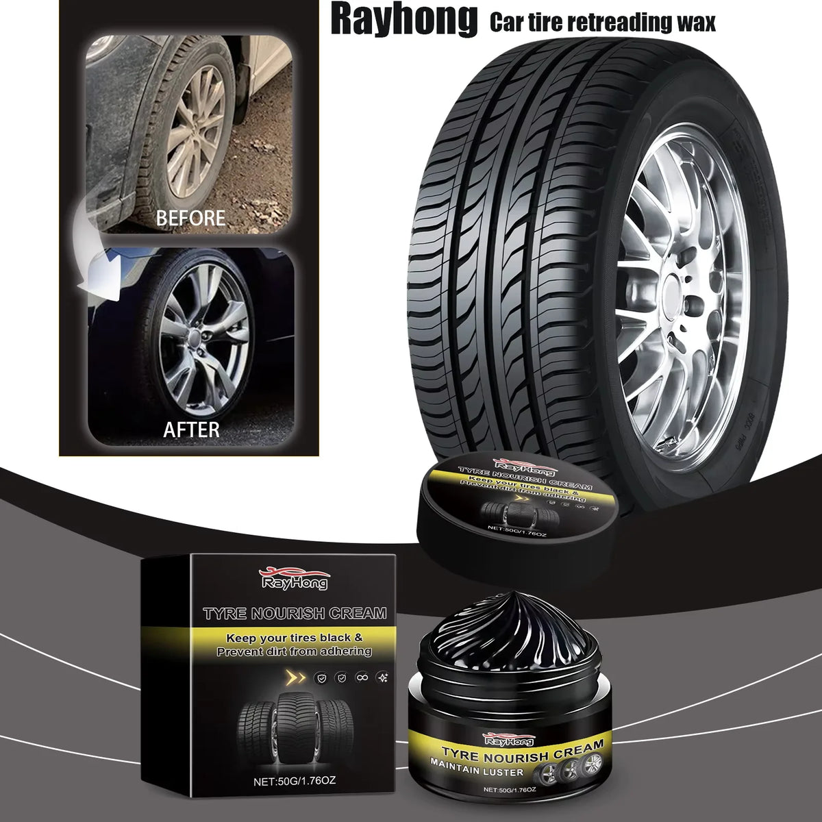 Car Tire & Wheel Retreading Wax – Polish & Long Protection Tire & Rim Wax Qst Default Title