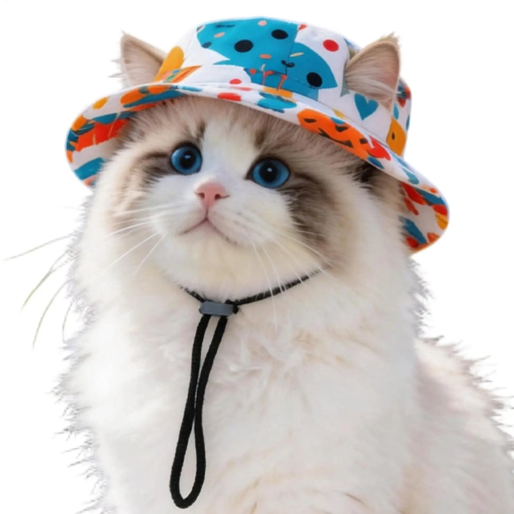 Pet Sun Hat Round Brim with Ear Holes for Cats & Dogs Pet Sun Hat Qme