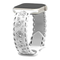 Engraved Floral Silicone Apple Watch Band – 20 Colors Watch Band Qme White 02 42mm 44mm 45mm 49mm