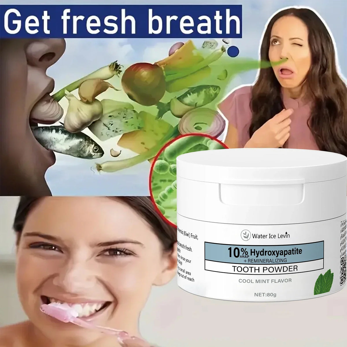 Qme Cool Mint Tooth Powder – Charcoal & Hyaluronic Acid Tooth Powder Qme
