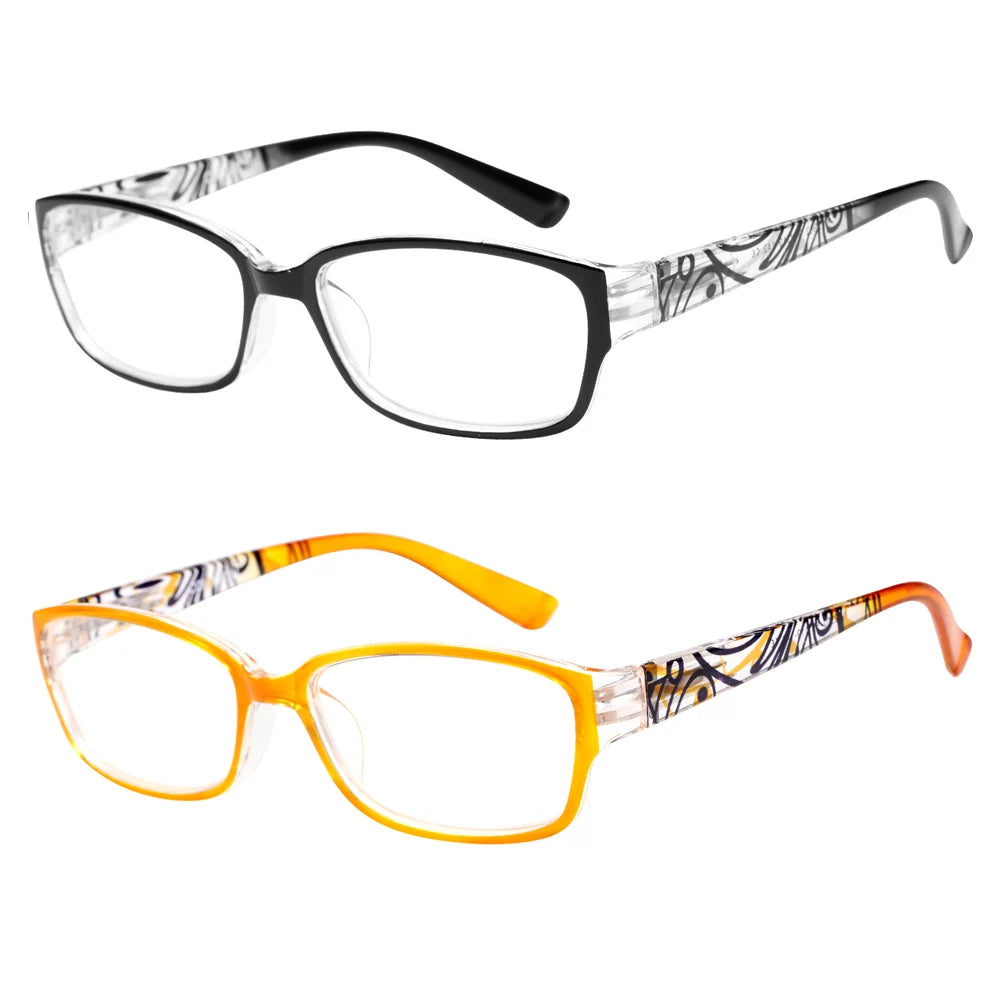 VOPHA Blue Light Blocking Reading Glasses Women Oval L3 Reading Glasses Qst 2Pc-Black Yellow +250