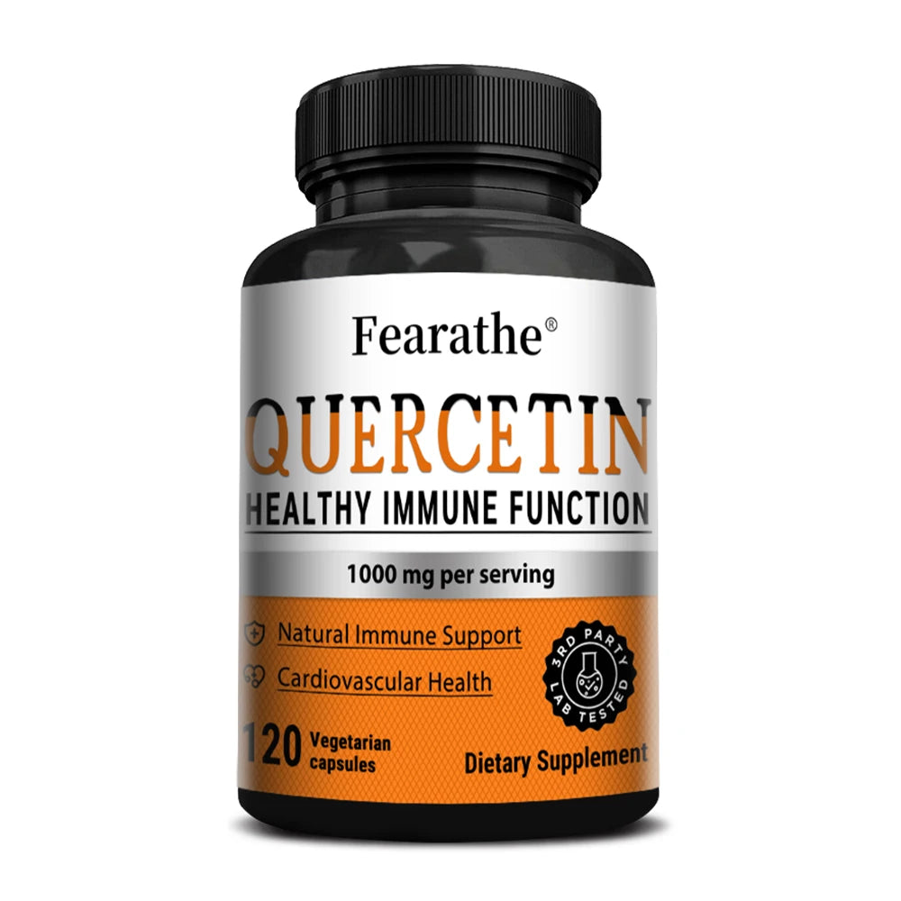 1000mg Quercetin Capsules – Vegan Antioxidant, 120 Caps | Fearathe Quercetin Supplement Qst 120 count 3 bottle