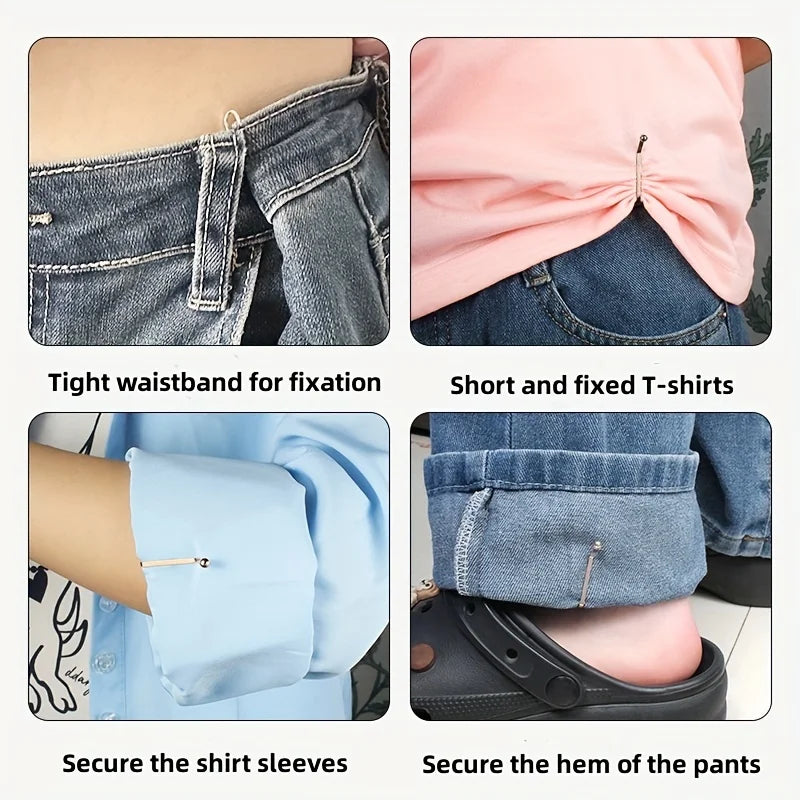 Invisible Waist Adjuster Metal Clip for Jeans & Pants – 4pcs Waist Adjuster Clip Qme