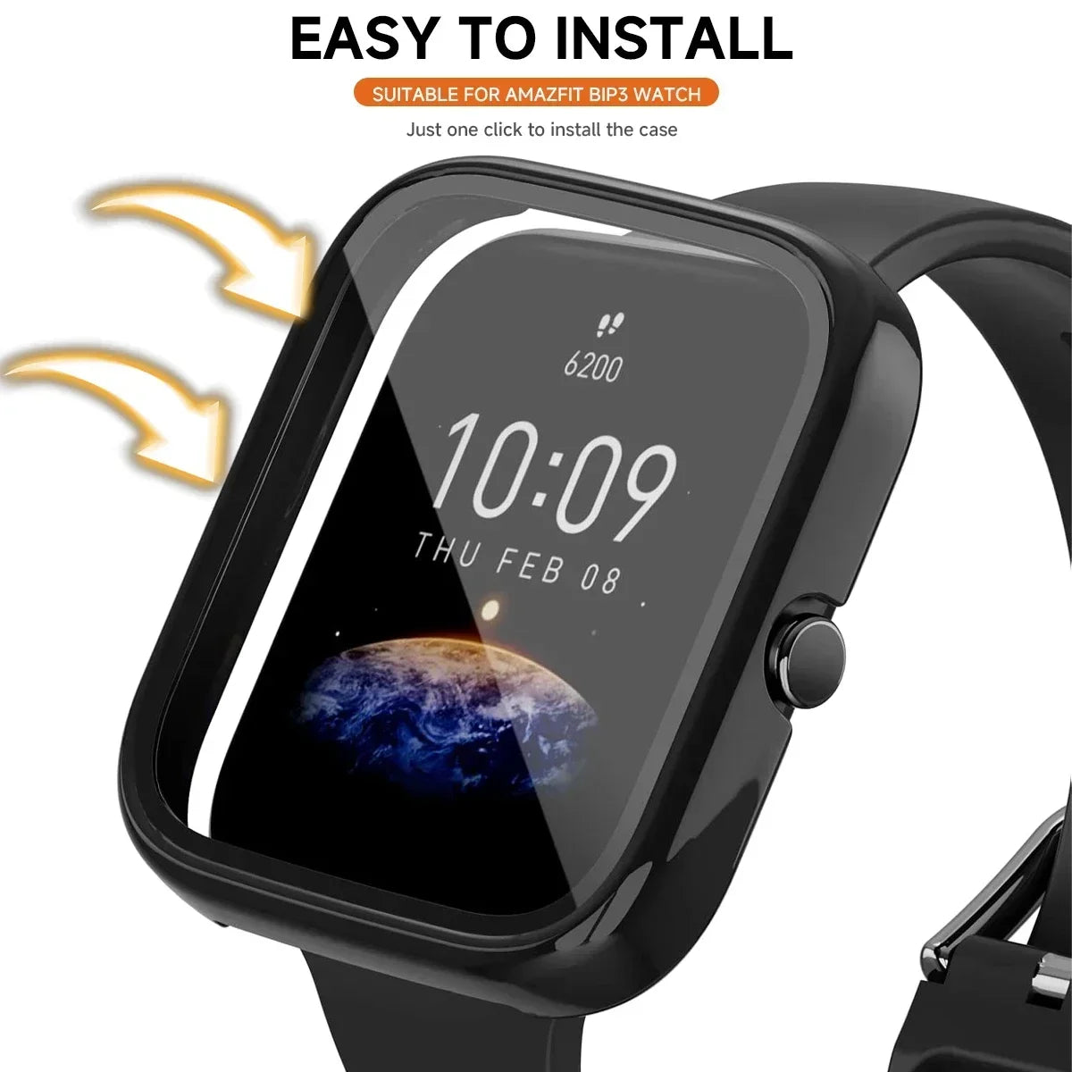 Amazfit Bip 3 & Bip 3 Pro PC Protective Screen Cover & Frame Smartwatch Screen Protector Qme