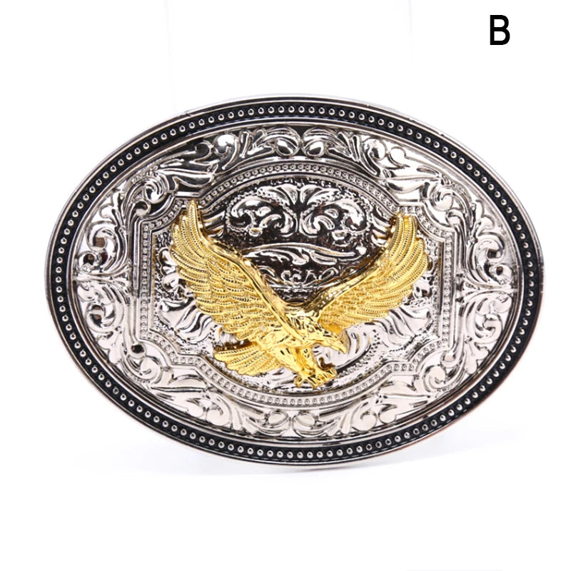 Western Belt Buckle Longhorn Bull Eagle Alloy Gold Cowboy Western Belt Buckle Qst B