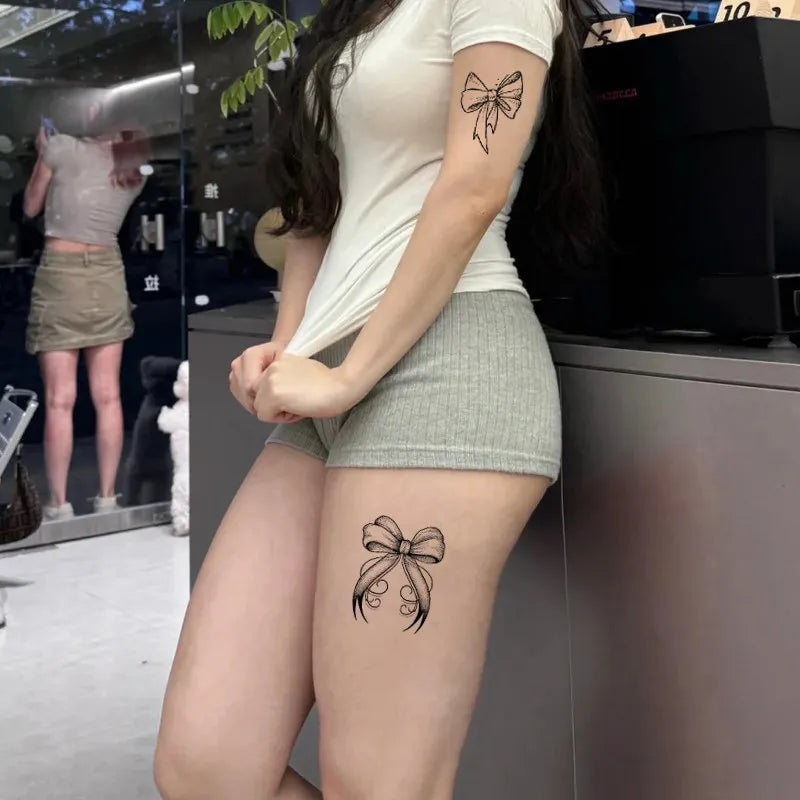 Bow Tattoo Sticker – Temporary Neck Body Art, Semi-Permanent Temporary Tattoo Sticker Qme