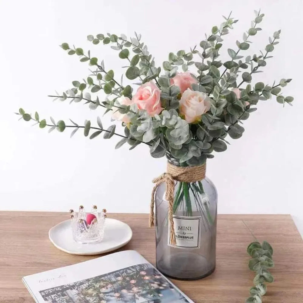 20 Artificial Eucalyptus Stems | Faux Leaf Wreath & Bouquet Artificial Plant Stems Qme