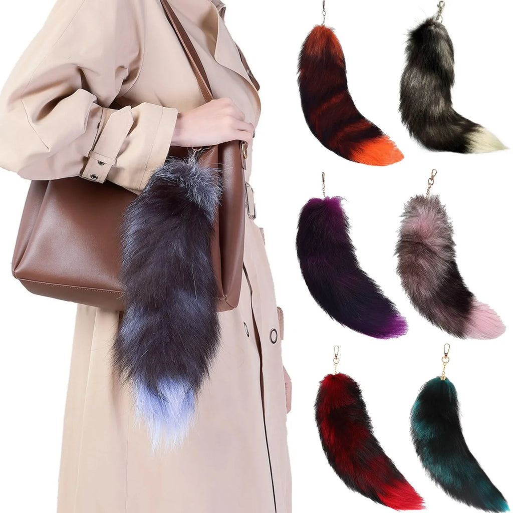 Faux Fur Fox Tail Keychain – Fluffy Bag Charm Pendant Fur Bag Keychain Qme
