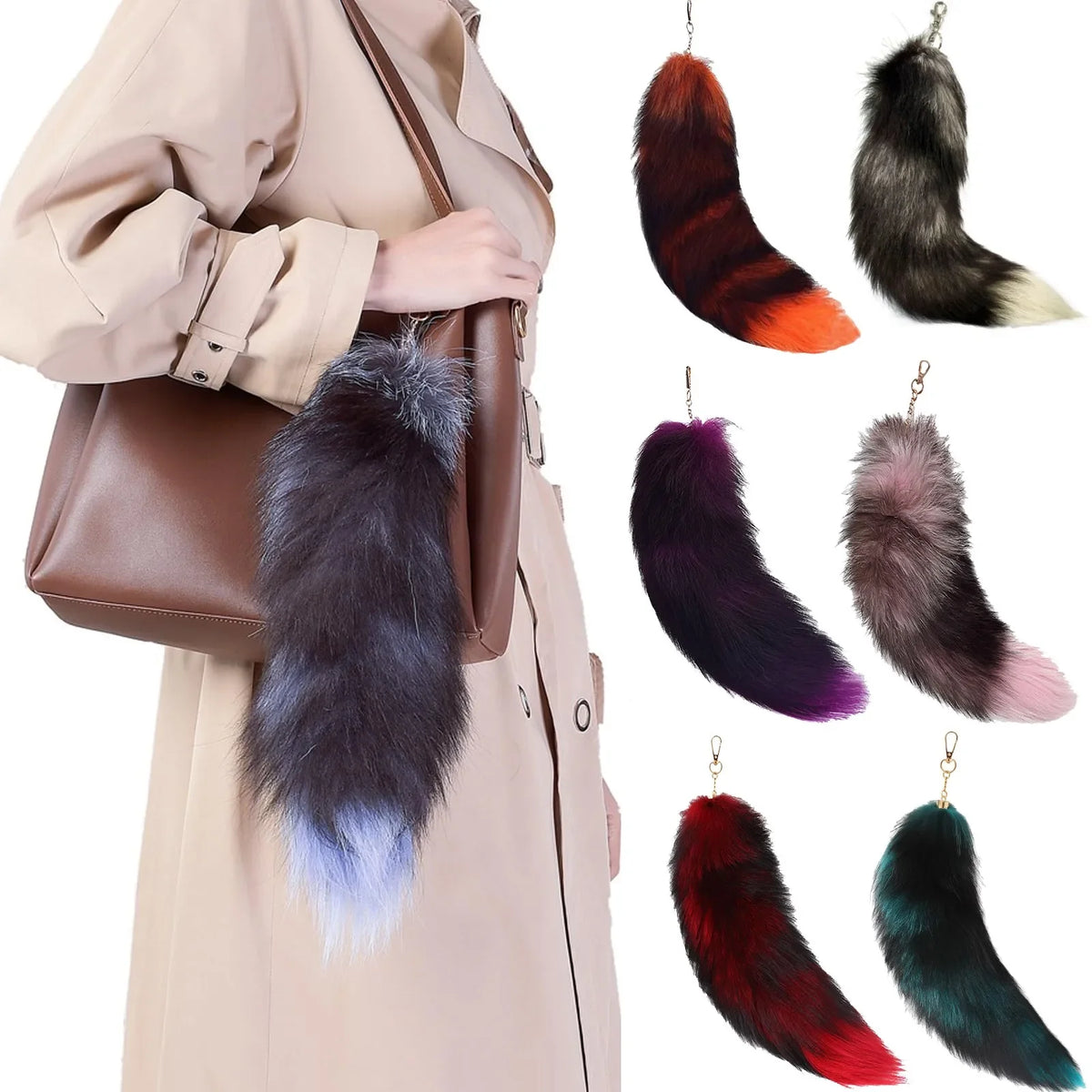 Faux Fur Fox Tail Keychain – Fluffy Bag Charm Pendant Fur Bag Keychain Qme