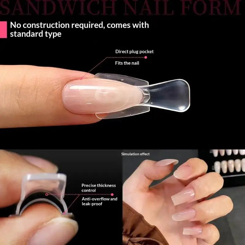 Coffin Nail Forms Dual Sandwich Mold – Acrylic Extension System Nail Extension Mold Qme
