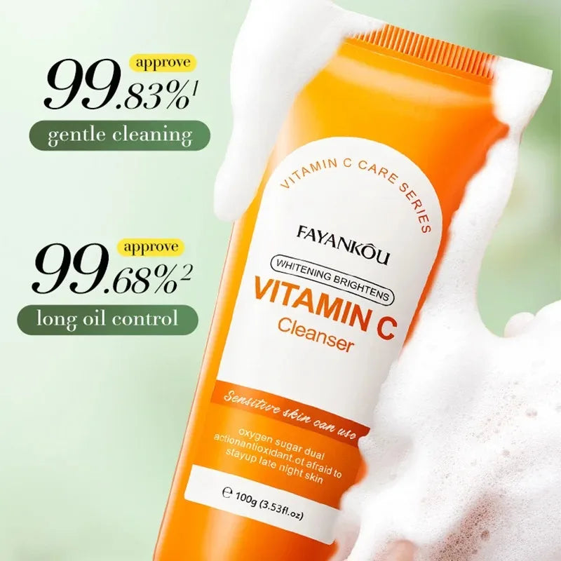 REAROYA Vitamin C Foam Facial Cleanser 100g – Brighten & Hydrate Foam Facial Cleanser Qst