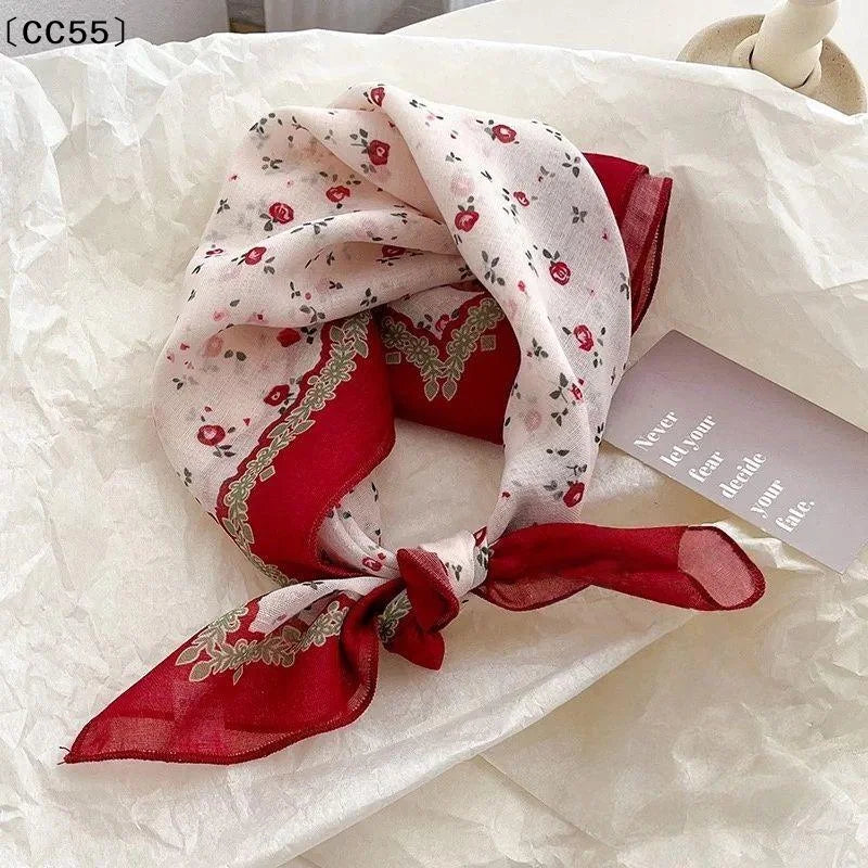 Women Floral Print Head Scarf – Soft Breathable Headwrap Floral Head Scarf Qst