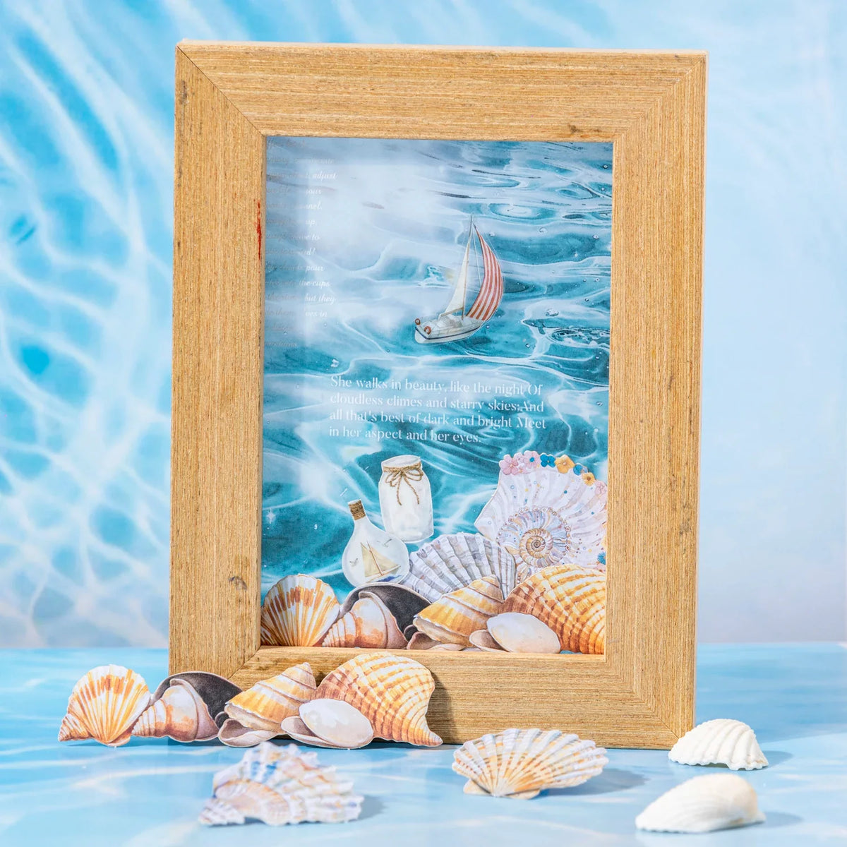 Blue Ocean Scrapbook Stickers 25 Sheets – DIY Photo & Journal Scrapbook Sticker Set Qme