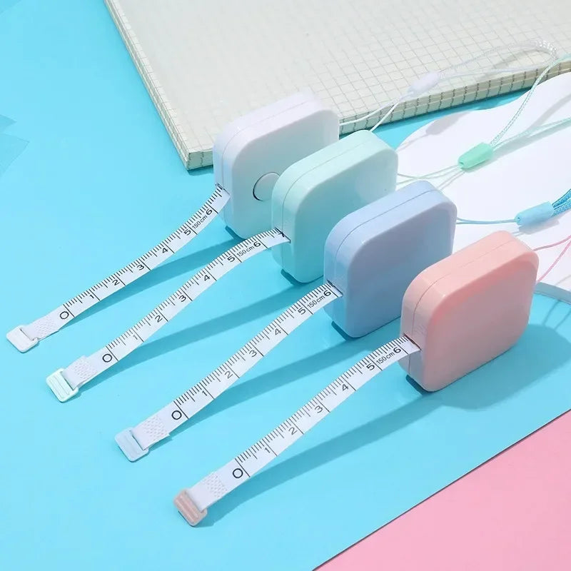 Mini Macaron Tape Measure 1.5m Metric Imperial Keychain Ruler Mini Tape Measure Qme