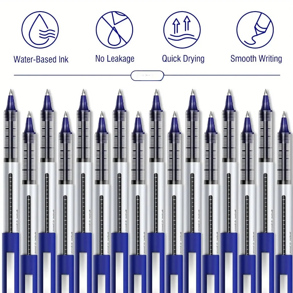 Quick-Dry Blue Ink Liquid Gel Pens | 0.5mm No Bleed Writing Liquid Gel Pens Qme