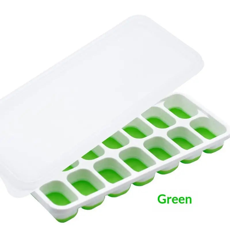 14-Grid Silicone Square Cube Mold Tray – Non-Toxic, Durable Silicone Craft Mold Qme Green
