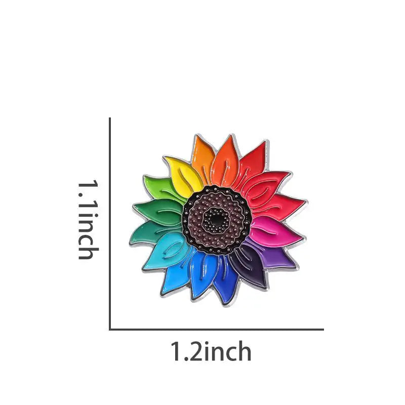 Rainbow Sunflower Enamel Lapel Pin | Alloy Brooch Badge Enamel Lapel Pin Qme 1pcs