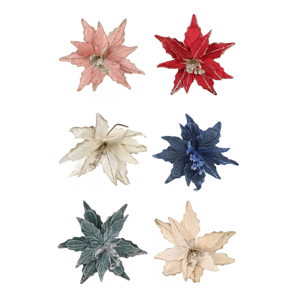 Glitter Artificial Poinsettia Flowers Christmas Tree Decorations Artificial Christmas Flowers Qme