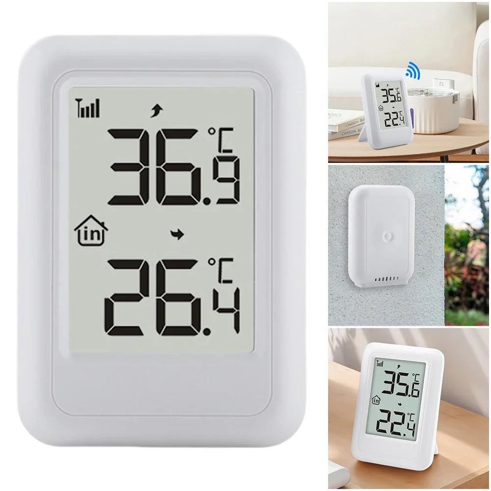 Wireless Indoor Outdoor Thermometer with Hanging Support Frame Wireless Thermometer Qme