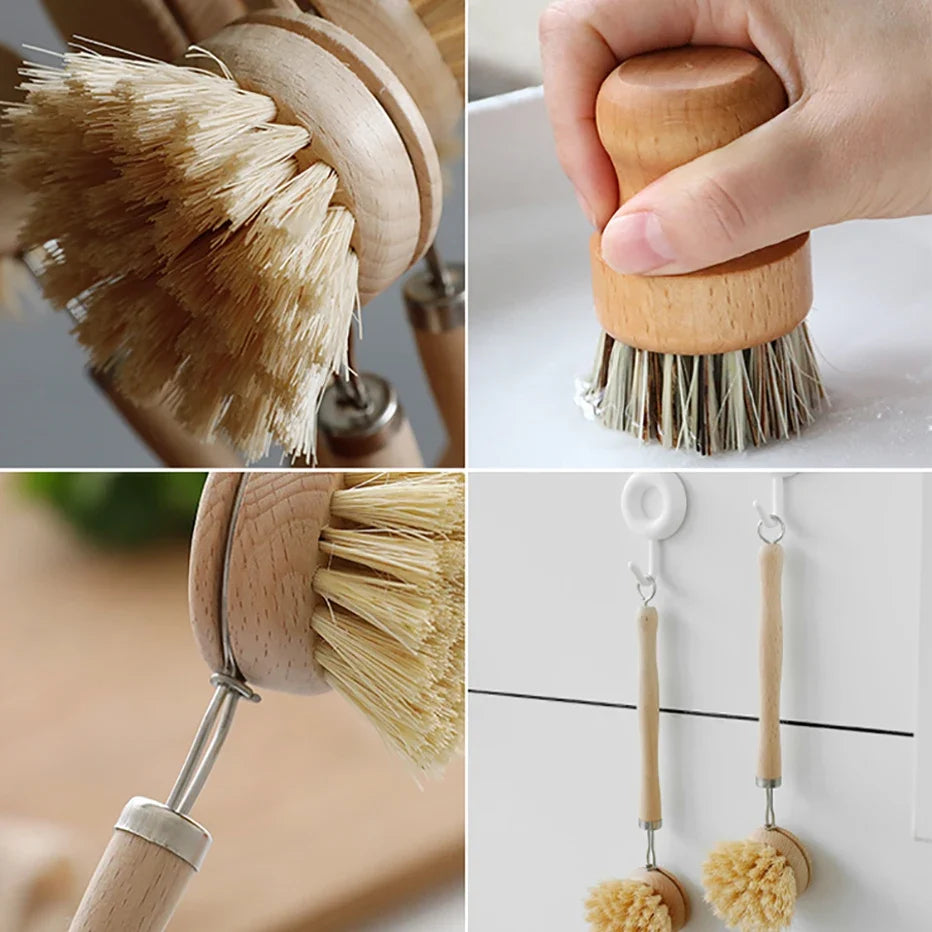 Bamboo Kitchen Cleaning Brush – Eco-Friendly Dish Scrubber Kitchen Cleaning Brush Qme
