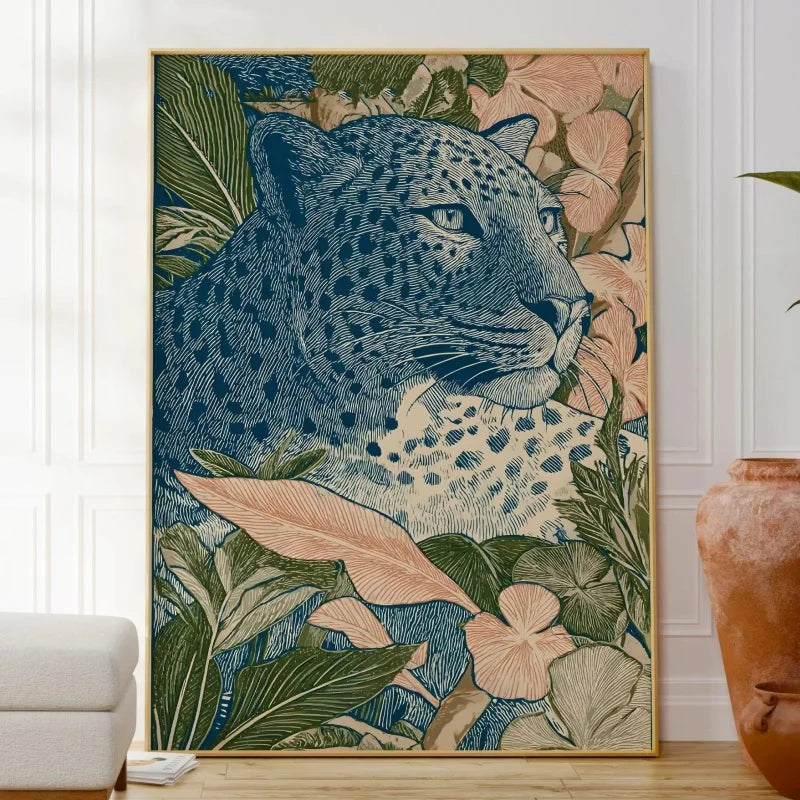 Tiger & Panther Canvas Wall Art – Jungle Tropical Poster Canvas Wall Art Qst ZLH9974 30x40cm Unframed