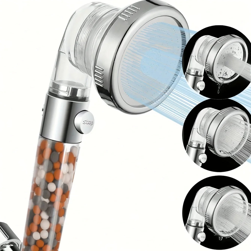High-Pressure 3-Mode Handheld Showerhead | One-Click Water Stop Handheld Showerhead Qme Transparent