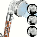 High-Pressure 3-Mode Handheld Showerhead | One-Click Water Stop Handheld Showerhead Qme Transparent
