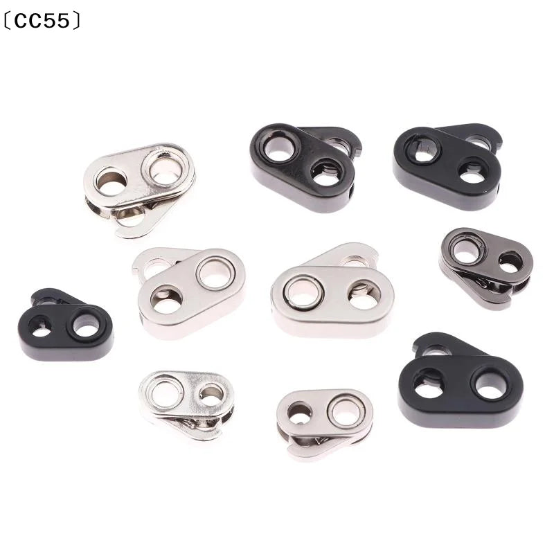 10Pcs Metal Spring Cord Lock Double Hole Stopper Buckle for DIY Cord Lock Buckle Qst