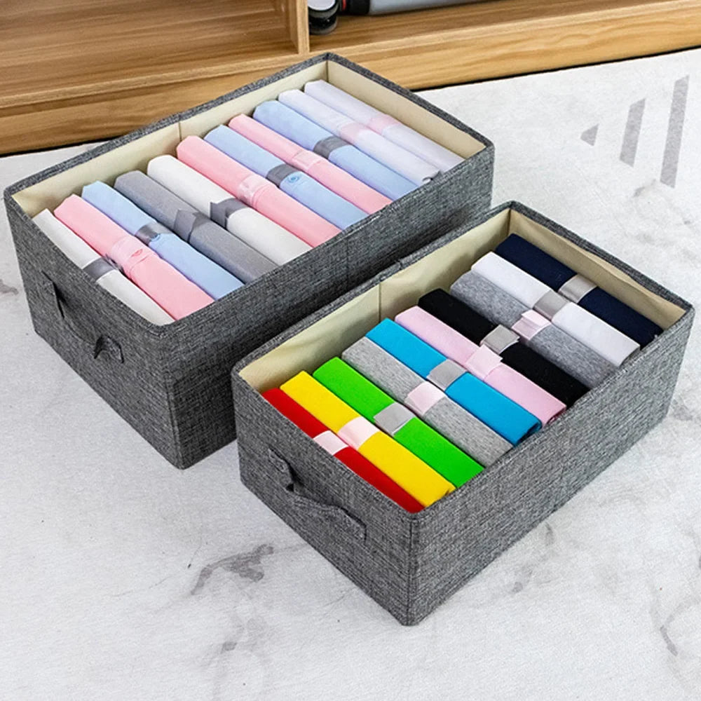 Foldable Cotton Linen Storage Box | Double-Door Drawer Organizer Fabric Storage Organizer Qme