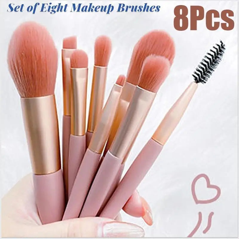 Macaron 8-Piece Makeup Brush Set – Eye Shadow & Foundation Makeup Brush Set Qme