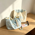 Reversible Canvas Tote Bag | Cute Pigeon Print, Large Capacity Canvas Tote Bag Qme Blue one size
