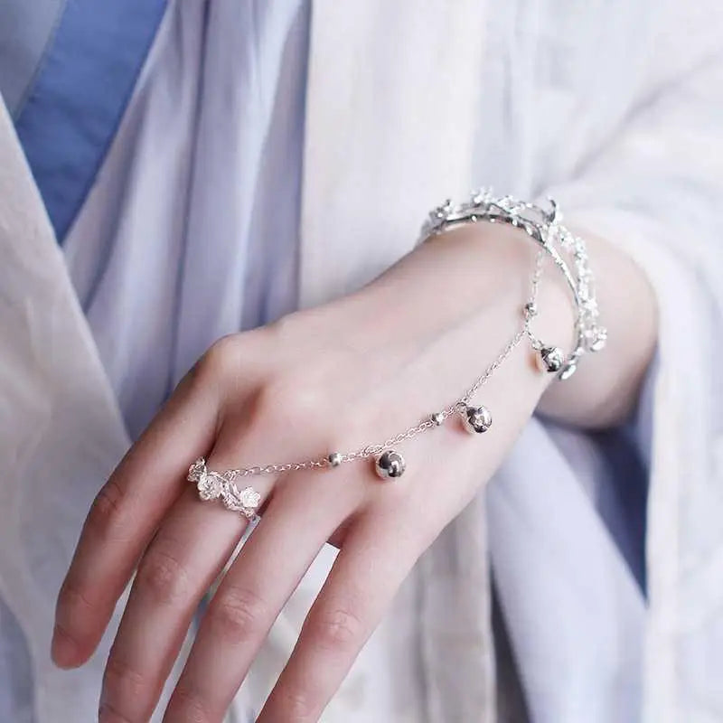 Retro Butterfly Bell Water Drop Bangle Bracelet – 4 Colors Charm Bangle Bracelet Qme