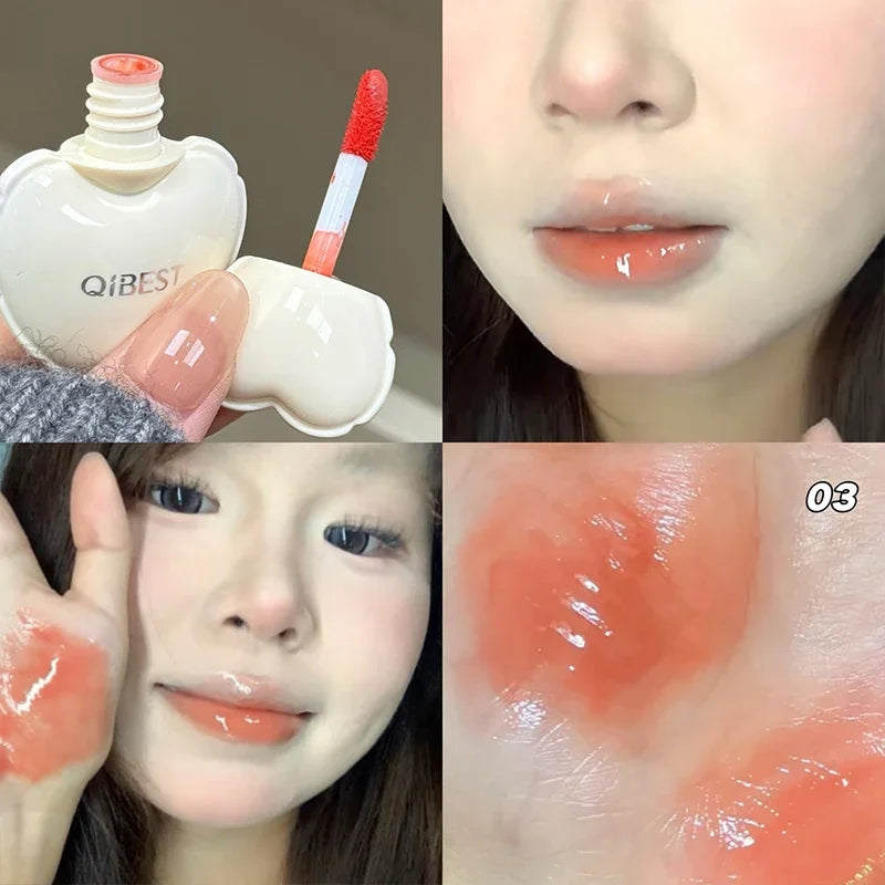 QIBEST 4-Color Mirror Lip Gloss Jelly Hydrating Lip Glaze Hydrating Lip Gloss Qme 03