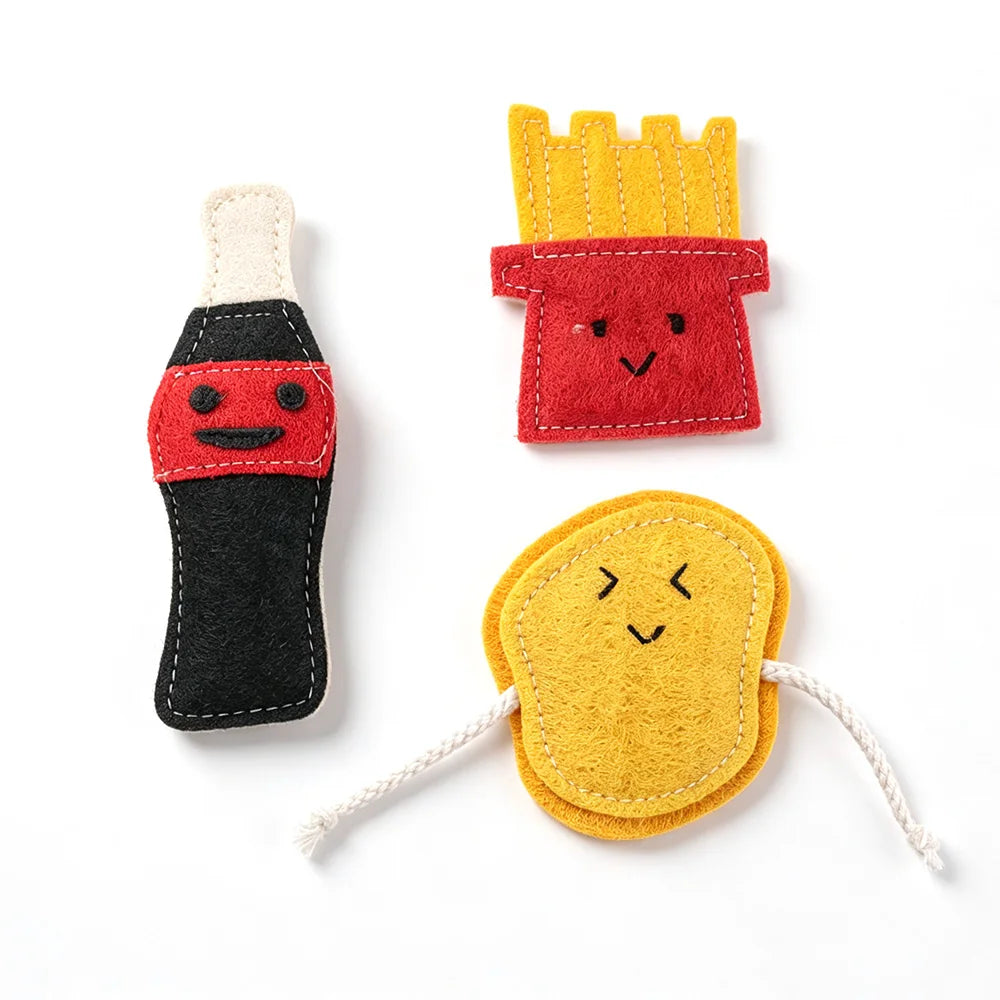 3-Pack Catnip Cat Chew Toys – Natural Loofah Kitten Set Cat Chew Toys Qst