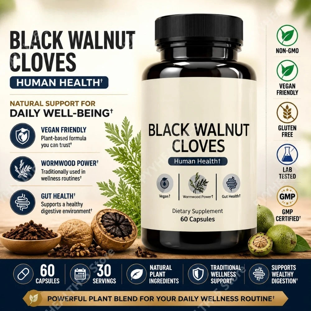 Black Walnut & Clove Herbal Digestive Wellness Capsules 60ct Herbal Supplement Qst