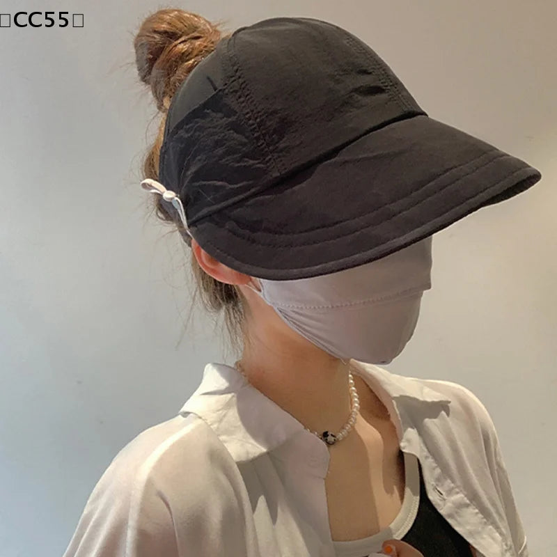 Foldable Wide Brim Ponytail Sun Hat – Women's Quick-Dry Visor Women's Sun Hat Qst