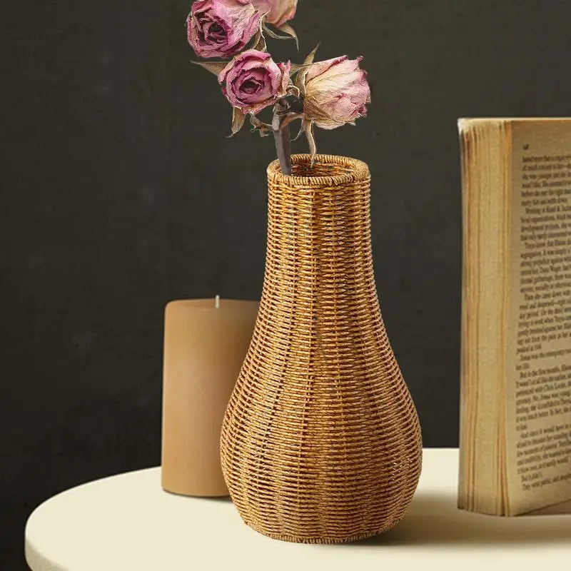 Rustic Boho Woven Vase | Pampas Grass Plant Holder Decorative Vase Qme