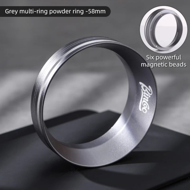 Bincoo Magnetic Dosing Ring 51mm 58mm Portafilter Funnel Tool Espresso Dosing Ring Qst 58mm grey