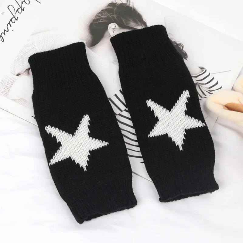 Women's Knitted Fingerless Gloves – Warm Soft Winter Half-Finger Mittens Fingerless Knit Gloves Qme A-1 Length -20cm