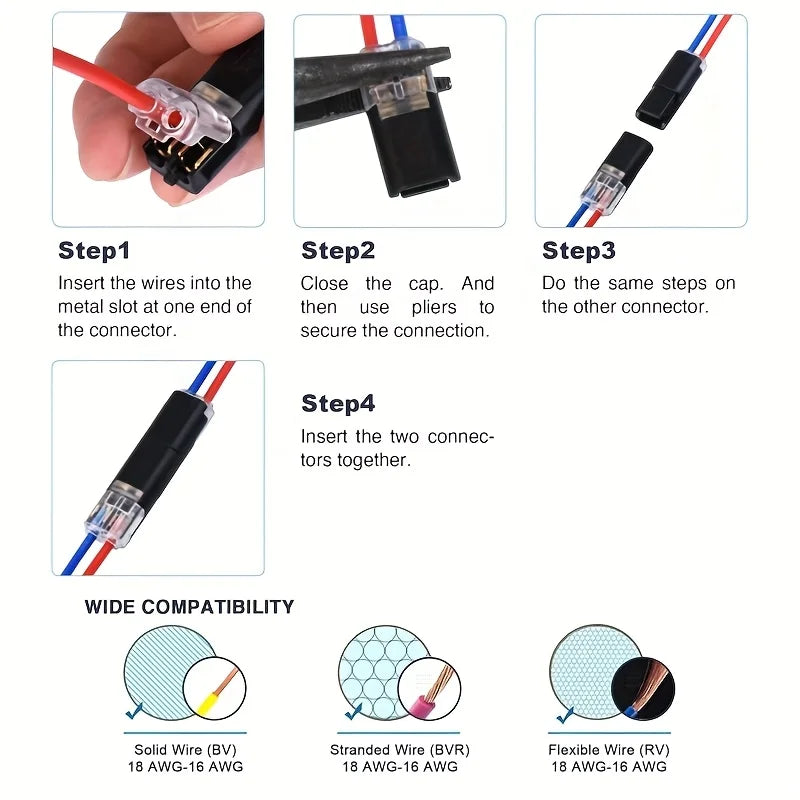 Quick Wire Connector Self-Stripping Plug – Dual Line Cable Wire Connector Qme
