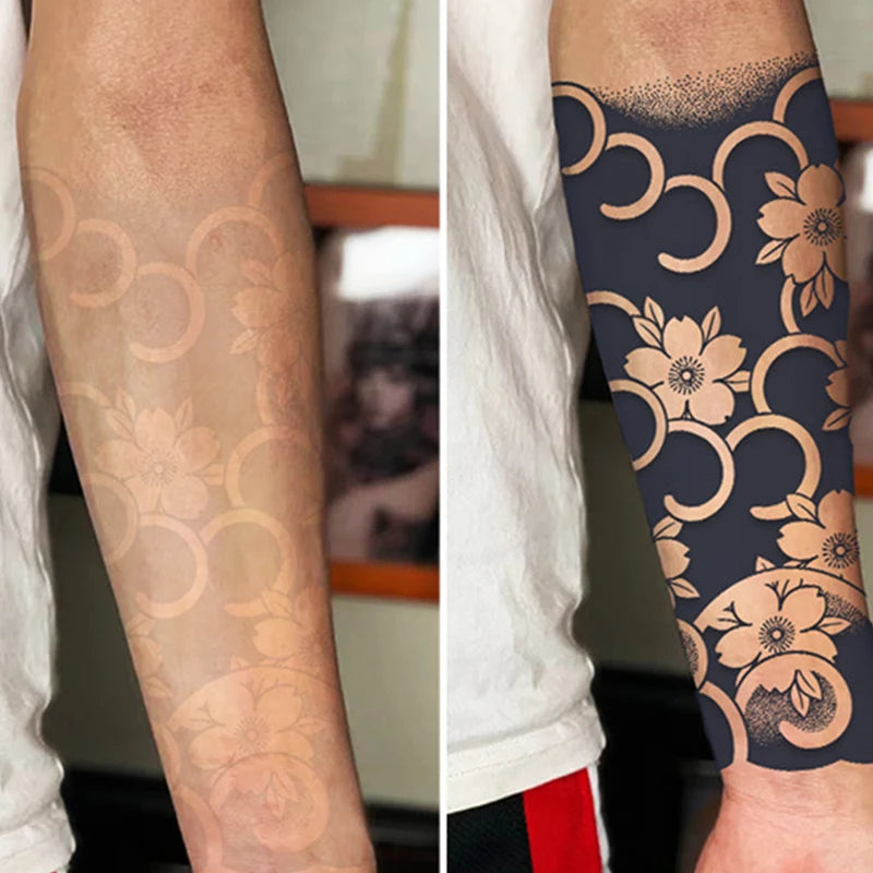 Japanese Wave Cherry Blossom Temporary Tattoo – Waterproof Temporary Tattoo Sticker Qst